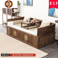 新中式罗汉床实木胡桃木客厅沙发床箱式贵妃床储物床榻禅意家具