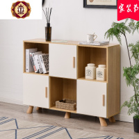 三维工匠北欧书柜带书架置物架儿童收纳小木方格柜子家用单个储物矮边柜