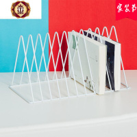 三维工匠北欧ins风三角书立架铁艺小书架 桌面装饰收纳架置物架简约书报架