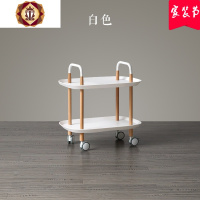 三维工匠现代简约北欧移动推车沙发边几小茶几ins收纳两层带轮多功能餐车