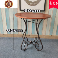 三维工匠铁艺小圆桌子沙发边几现代简约休闲阳台 欧式角几花几圆形小茶几