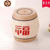 三维工匠手工小凳子简约时尚创意圆凳换鞋凳实木编坐墩客厅茶几矮凳
