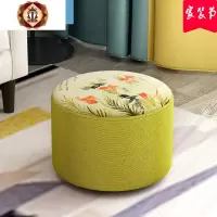 三维工匠换鞋凳家用口多功能客厅板凳沙发凳实木茶几凳矮凳布艺小圆凳子