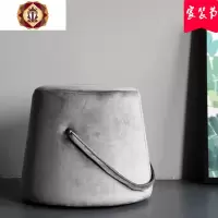 三维工匠极简约北欧圆凳设计师创意个性沙发矮凳绒布艺脚凳化妆凳换鞋墩子