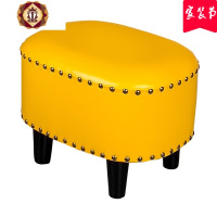 三维工匠皮凳时尚创意沙发墩穿鞋凳家用儿童凳美式客厅换鞋凳椭圆矮墩
