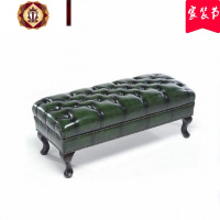 三维工匠美式真皮拉扣沙发凳换鞋凳欧式衣帽间凳子服装店长凳墨绿色床尾凳