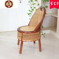 三维工匠藤编小椅子换鞋凳圆凳圆墩阳台靠背座椅藤椅实木凳榻榻米坐凳矮凳