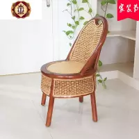 三维工匠藤编小椅子换鞋凳圆凳圆墩阳台靠背座椅藤椅实木凳榻榻米坐凳矮凳