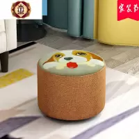 三维工匠家用小凳子板凳时尚创意矮凳沙发凳布艺圆凳小椅子换鞋凳小木凳