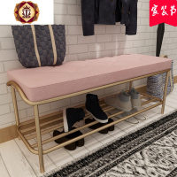 三维工匠铁艺换鞋凳北欧简约现代口服装店试鞋沙发凳长条家用床尾凳网红