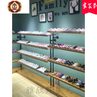三维工匠鞋店鞋架展示架复古实木童鞋货架落地式鞋店架子上墙包包展示架