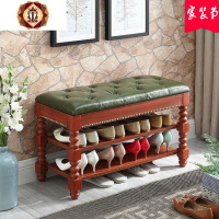 三维工匠简约现代实木鞋架换鞋凳多层可坐鞋柜家用口收纳欧式穿鞋储物凳