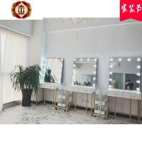 三维工匠北欧简约轻奢网红梳妆台带灯影楼专业化妆桌美甲店专用化妆台