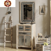 三维工匠实木复古loft梳妆台乡村田园卧室别墅化妆桌美发店发廊镜台工业风