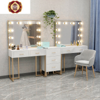 三维工匠北欧轻奢大理石化妆桌专业婚纱影楼专用带灯化妆台院梳妆镜台
