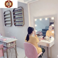 三维工匠北欧网红影楼梳妆台带灯婚纱摄影彩妆院卧室轻奢大理石化妆镜