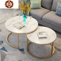 三维工匠北欧大理石网红茶几简约现代小户型家用客厅阳台圆形铁艺茶几简易