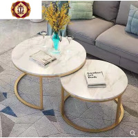 三维工匠北欧大理石茶几简约现代小户型客厅茶几边几圆形轻奢铁艺茶几桌