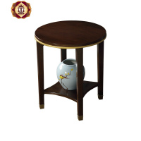 三维工匠轻奢实木边几铜脚家用小户型沙发圆形边桌角几小茶几小桌子
