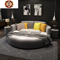 三维工匠大圆形双人现代简约布艺公主题酒店异形圆床电动情侣结婚欧式软床