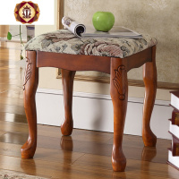 三维工匠美式全实木梳妆台凳子卧室小方凳欧式化妆椅子古筝凳子特价清仓