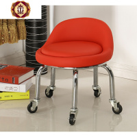 三维工匠滑轮小凳子儿童小矮凳客厅茶几沙发凳学步凳皮凳小圆凳小坐凳带轮