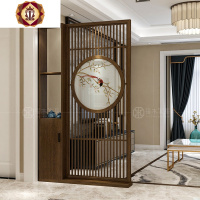 三维工匠屏风隔断客厅新中式入户隔断置物架中式实木玄关装饰镂空屏风柜子