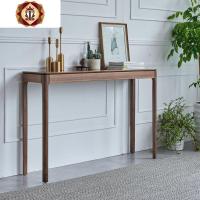 三维工匠北欧简约黑胡木玄关供桌条几实木供台中式条桌端景台走廊边柜条案