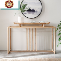 三维工匠新中式玄关台原木色现代简约禅意供桌实木条案仿古玄关桌定制