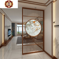 三维工匠新中式屏风隔断客厅玄关入户半透明山水花鸟酒店遮挡实木定制座屏