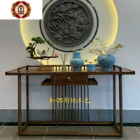 三维工匠老榆木家具新中式玄关桌禅意条案仿古供桌佛台条几纯实木玄关柜