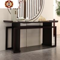 三维工匠新中式玄关台条案供桌实木现代禅意客厅靠墙端景台装饰柜隔断摆件