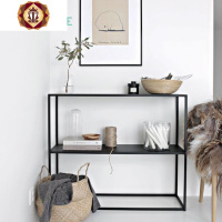 三维工匠北欧玄关柜铁艺端景台柜子现代简约玄关桌沙发后背墙边收纳置物架