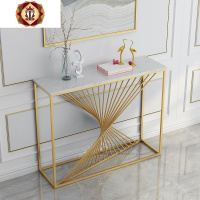 三维工匠北欧铁艺玄关桌轻奢入户条案金色超窄大理石简约现代过道玄关台