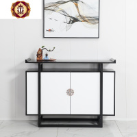 三维工匠新中式实木玄关柜厅玄关桌靠墙桌简约现代条案边桌白色端景台