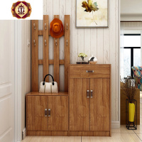 三维工匠鞋柜简约现代挂衣架组合带镜子一体厅玄关隔断多功能衣帽柜鞋凳