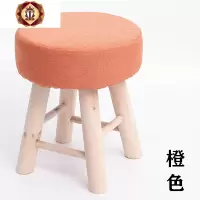 三维工匠凳子家用客厅布艺小板凳创意圆凳成人小木凳沙发凳实木矮凳化妆凳