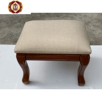 三维工匠美式全实木真皮艺小矮凳 家用欧式简约换鞋凳脚蹬客厅茶几方凳子