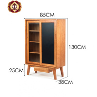 三维工匠北欧杂志柜樱桃木餐边柜简约书房储物柜实木玻璃日式书架黑板柜