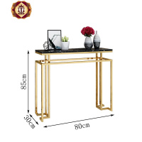 三维工匠新中式玄关桌现代简约大理石北欧客厅入户轻奢铁艺长条案台置物架
