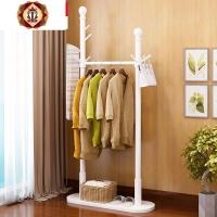 三维工匠美式卧室挂衣架落地欧式实木衣帽架客厅简约现代家用置物衣服挂架