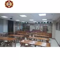 三维工匠国学课桌椅中式实木培训书法桌子文化馆礼堂教室茶艺学生双人定做