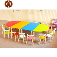 三维工匠幼儿园儿童桌椅套装实木桌子椅子宝宝学习桌儿童 课桌椅 拼接组合