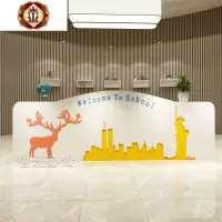 三维工匠幼儿园前台吧台教育机构接待台培训班早教中心收银台卡通游乐前台