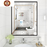 三维工匠铝合金浴室镜子贴墙自粘厕所卫生间免打孔壁挂洗脸盆化梳妆挂墙式