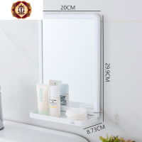 三维工匠厕所浴室小镜子粘贴墙面宿舍洗手间镜子简约壁挂免打孔带置物架