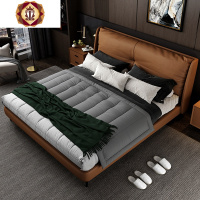 三维工匠意式极简轻奢科技布艺床简约实木储物港式双人1.8米结婚主卧大床