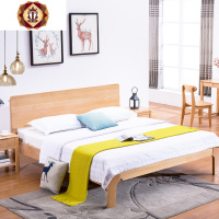 三维工匠德国榉木大床1.8米1.5双人床北欧日式卧室家具全实木床