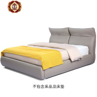 三维工匠诺亚国际真皮软床北欧真皮床现代双人主卧气动储物婚床N6801RB