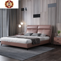 三维工匠后现代轻奢真皮床简约现代双人床主卧次卧小户型意式软床1.8米